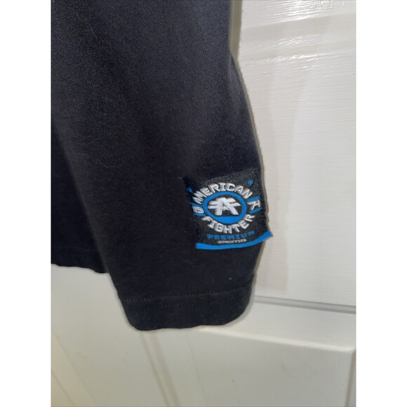 American Fighter Men XL Blue black white Training T Shirt UFC MMA Gym Workout - Picture 4 of 9